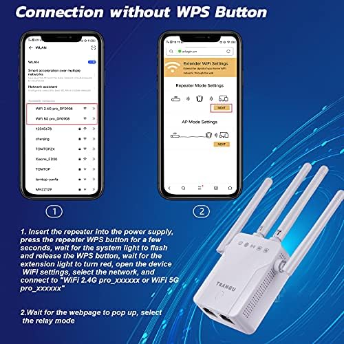WiFi Extender, До 1200Mbps WiFi Спектар Repeater 2.4 Ghz & 5Ghz Двојна Бенд Покрива До 1500 Квадратни.ft и 25 Уреди за Безжичен Сигнал