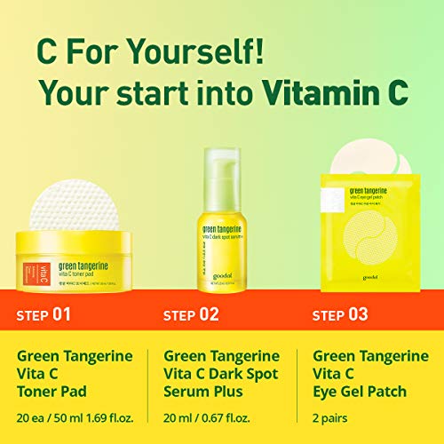 Goodal Зелена Tangerine Витамин Ц нега на кожата во Собата за Чувствителна Кожа | ја Заврши На 3-Чекор Комплет со Темно Место на