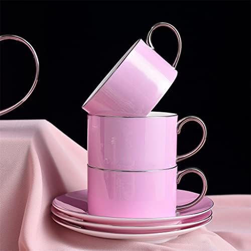 sklzj 15pcs / Set Деликатна Коска Кина Кафе Поставен Розова Европската Гроздобер Чај Чаша Чај Литургија Чинијата