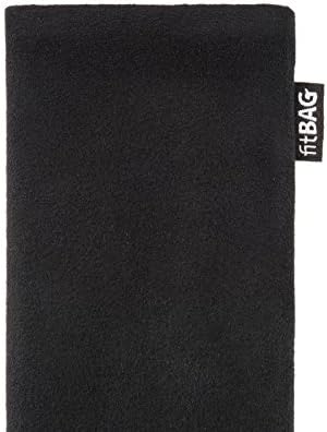fitBAG Класична Црна Обичај Прилагодени Ракав за Apple iPhone 8 / SE 2 (2020) | произведени во Германија | Вистински Alcantara Торбичка