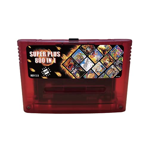 Lksya Нови Супер DSP Верзија Плус 800 во 1 РЕВ 2.5 Игра Картичка за SNES 16 Малку Видео Конзола за игри Кертриџ (Јасно Црвено)