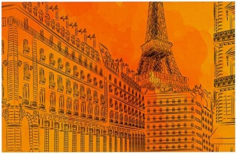 KESS InHouse Fotios Pavlopoulos Parisian Зајдисонца Портокал Град Хранење Мат за Пет Сад, 18 со 13-Инчен