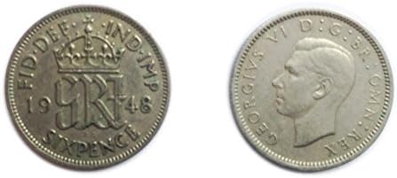 Монети за Собирачи - Доставува Британски 1948 Џорџ VI шест пени / Шест Pence 6p Монета / Велика Британија