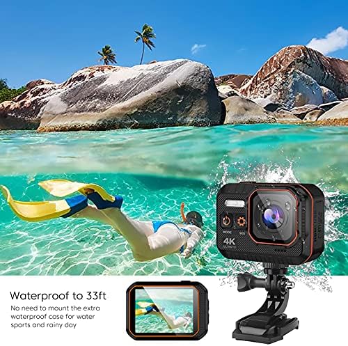 Акција Камера 4K 16MP WiFi Спортски Камера IPX8 33FT Водоотпорен Камера EIS 170° Широк Агол Подводна Камера со Далечински Управувач