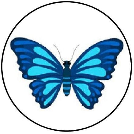 без бренд Сет на 48 Плик Печати Labels Сино Пеперутка Убава 1.2 Круг