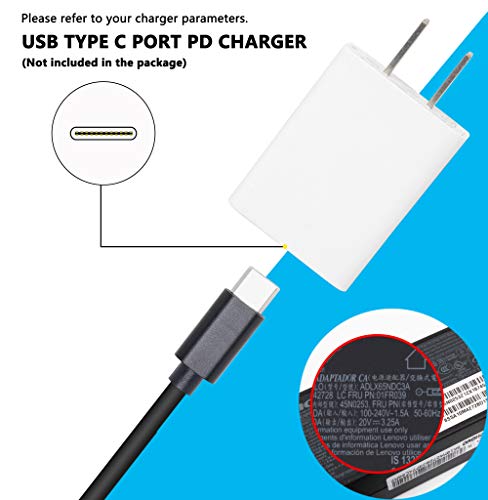 CERRXIAN 4.9 ft 65W PD USB Тип В Машки Влез за USB Плоштадот Моќ Полнење Кабел на Компатибилен со Lenovo ThinkPad Таблета 10 Хеликс