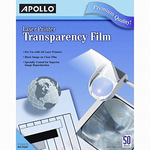 АПОЛОН Транспарентност Филм за Ласерски Принтери, Црно на Јасни, 50 Листови/Pack (CG7060) (VCG7060E)