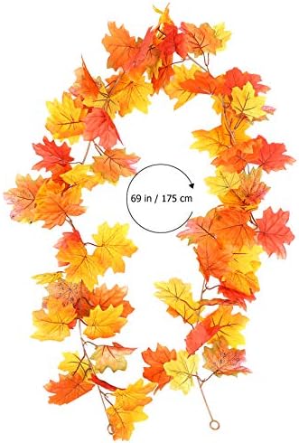 WINOMO 2 парчиња денот на Благодарноста Гарланд Украси Maple Leaf Лозата Есен Виси Падне ја Напушти винова Лоза Вештачки Rattans