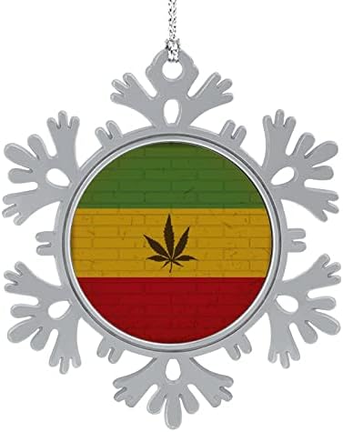 Канабис Лист на Rastafarian Ѕид Знаме Снегулка Pendant Божиќ Виси Украси Печати Божиќ Дрво Декорации