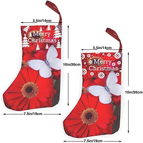 GLRTORE Црвениот Цвет и Пеперутка Божиќ Чорапи 2 Пакет 10 Инчен,Божиќ Чорапи Елка Камин Виси Чорапи Кенди Божиќ Сегашноста Кеси за