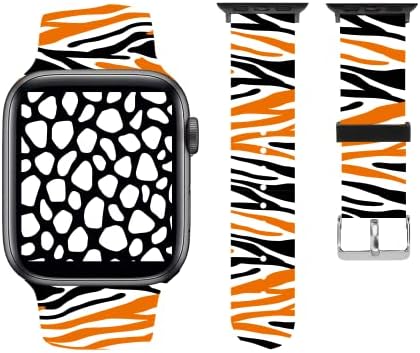 Крава Печати Подароци Wristband Ремени за Apple Види Бендови Меки Силиконски Спортски IWatch Бенд Рака за Apple Smart Watch Серија 7 6 5 4 3 2 1 SE