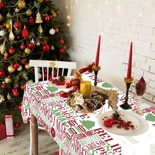 DAZONGE Новогодишни Желби Tablecloth, Пакување од 2 Пластични Божиќ Маса ги Опфаќа (54x110) за Партиски Украси, Истури-Доказ, за