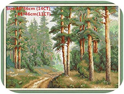 Пејзаж на Дрвото Печати Шема Крст-Бод Одговараат на Везови Везана Одговараат Крст-Бод Везови Везана Одговараат на Тешки-Борова шума-14CT