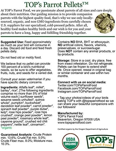 ВРВОТ е Папагал Храна Пелети Hookbills, Мали, Средни и Големи Папагали - Не-ГМО, Кикирики Соја & Пченка Слободни, USDA Органски Сертифицирани