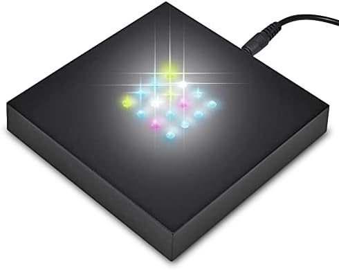 ASENTE 16 LED Боја се Менува Светлината Стојат База - Квадрат Екранот Пиедесталот за 3D Кристално Стакло Уметност - AC/USB Адаптер