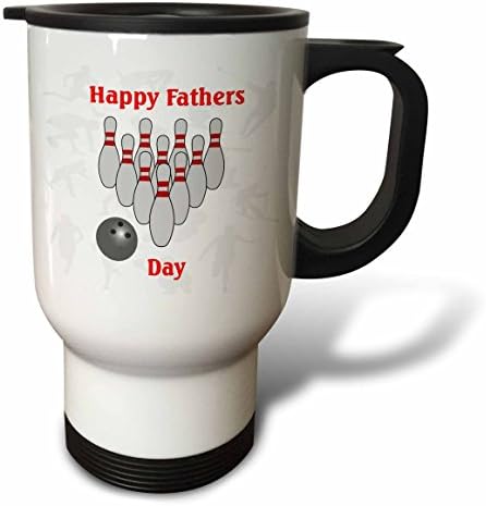 3dRose Печати на Среќни Татковци Ден со Боречка Пина Нерѓосувачки Челик Патување Кригла, 14 оз, Бела