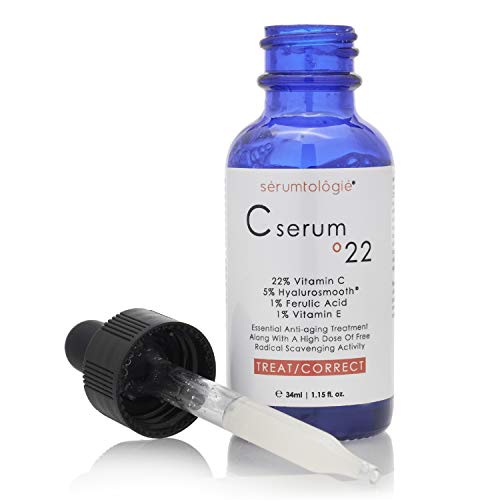 serumtologie Витамин Ц Серум - 22% Витамин Ц серум за Лице & Кожата-Антиоксиданс Богата Формулација со 5% Хијалуронска Киселина,