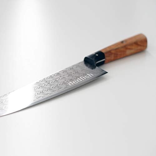 Dedfish Ко. 2-Дел од Нерѓосувачки Челик Кујнски Нож во Собата со Случај - 9 Готвач Нож и 4.5 Paring Нож со Маслиново Дрво Рачки -