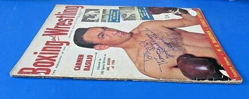 Кармен Basilio Потпишан 1957 Бокс & Борење Списание ~ Jsa I61030 - Autographed Бокс Списанија