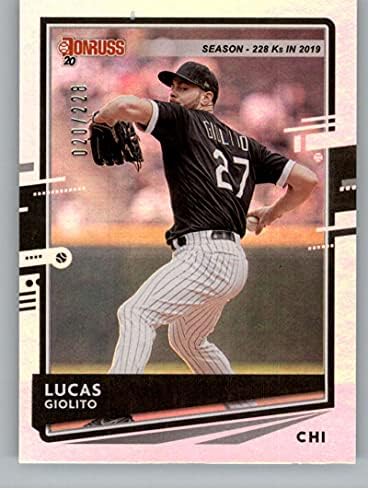 2020 Donruss Milestone Запишам Линија Бејзбол 76 Лукас Giolito SER/25 Чикаго Белата Сокс Службен MLBPA Трговски Картичка Од Panini