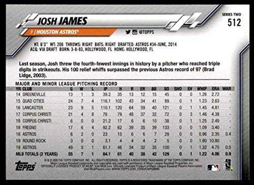 2020 Topps Златни Ѕвезди Бејзбол 512 Џош Џејмс Хјустон Astros Индивидуални Службен MLB Паралелно Трговски Картичка Од Зелена WM