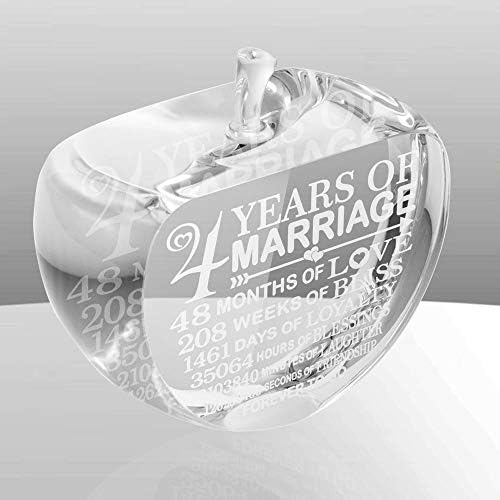 КЕЈТ ЕЛИТНИОТ 4-та Годишнина, 4 Свадба Годишнината Кристал Apple Овошје Paperweight и Keepsake