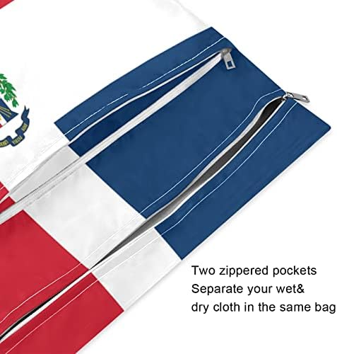 ZZXXB Доминиканската Република Знаме Водоотпорен Мокра Торба за Обновливи Крпа Пелена Влажно и Суво Торба со Патент Џеб за Патување