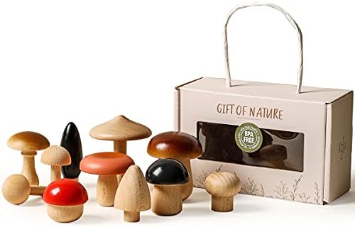 Дрвени Печурки Играчки за Полнење за Години, 11 Компјутери Дрво Печурки Избрани Форми, DIY Недовршени Лажни Печурки Уметнички и Занаетчиски