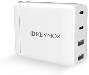 USB C Полнач, Keymox 100W 4-Port Десктоп Тип C Станица за Полнење, Преносни USB C PD Моќ Конектор за Адаптер -2 USB C&2 КК 3.0 USB