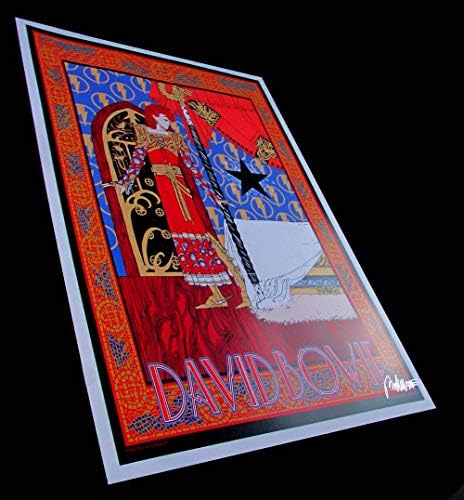 Дејвид Боуви Постер Уметникот Издание Почит Потпишан во Сребрена Мастило од страна на Боб Масовно