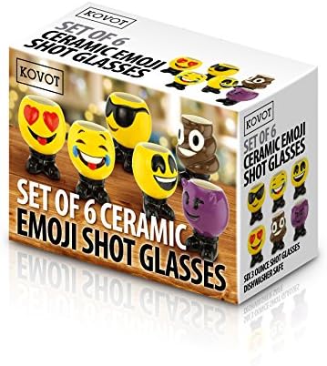 KOVOT Сет од 6 Emoji Керамички Снимен Очила - Секој Има 3 Унци