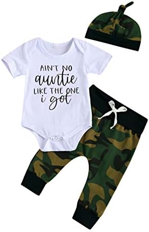 Не Не Auntie Како Оној Што Се Добие Бебе Момче Облека Aunties Изреки Bodysuits Маскирни Панталони+Капи Romper Сет