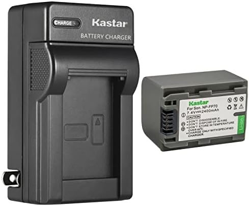 Kastar 1-Пакет НП-FP70 / FP71 Батеријата 7.4 V 2400mAh и AC Ѕид Полначот Замена за Sony DCR-HC44, DCR-HC46, DCR-HC65, DCR-HC85 Камера, Sony NP-FP50 NP-FP70 NP-FP90 Батеријата