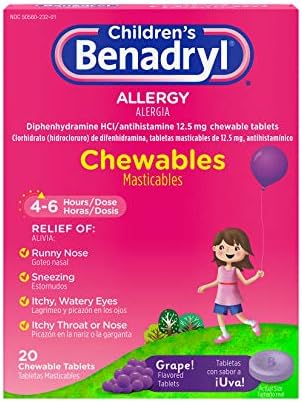 Benadryl Децата Алергија Грозје Chewables, 20 Брои По Кутија (5 Pack)