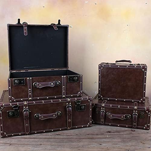 HXXXIN Гроздобер Suitcases, Дрвени Кутии, Кожа Suitcases, Стари Украси, Suitcases, Прозорецот Екранот Фотографија Реквизити Кутии
