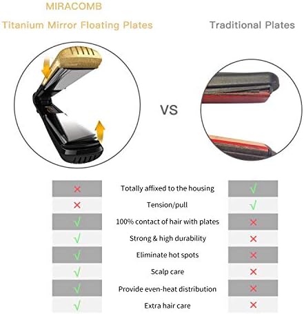 MIRACOMB Титаниум Рамен Железо Коса Straightener и Curler - PRO Зацврстување Железо Стил Tools - Ionic Стапче Styler со 1 Инчен Огледало
