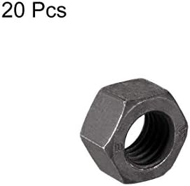 EuisdanAA Хексадецимален Завртки, M10x1.5mm Метрички Груб Навој Хексагонални Орев, Јаглероден Челик, Пакување од 20 (Црн)(Tuercas