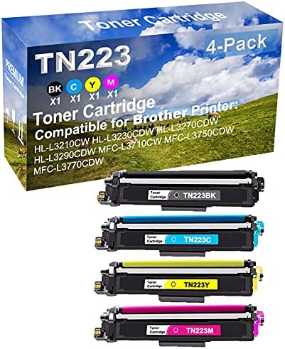 4-Pack (Б.К+C+Y+M) Компатибилен ХЛ-L3290CDW MFC-L3710CW Печатач Тонер Кертриџ Висок Капацитет Замена за Брат (TN-223BK+ TN-223C+ TN-223Y+ TN-223M) TN223 Тонер Кертриџ (со Чип)
