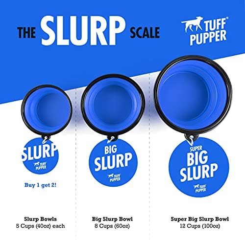 Tuff Pupper SuperBigSlurp - Расклопна Куче Чаши | Погодно Куче Патување Чаши w/Складирање Капак | го Задржува Кученца Хидрирани и Полна | Преносни Куче Чаши Вода и Големи Патувањ?
