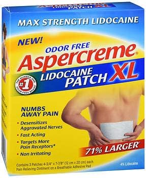 Aspercreme Lidocaine Закрпи XL - 3 од кои Секој Пакет на 4