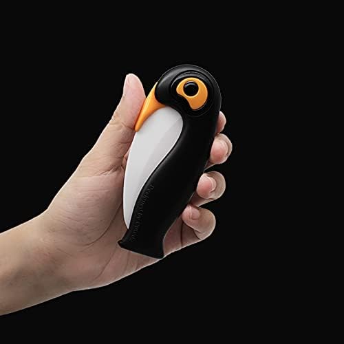 Мини Керамички Џебен Нож Преносни Виткање Патување Ножеви Уникатен Симпатична Пингвин Подароци за Мажи Жени (Црно - 2)